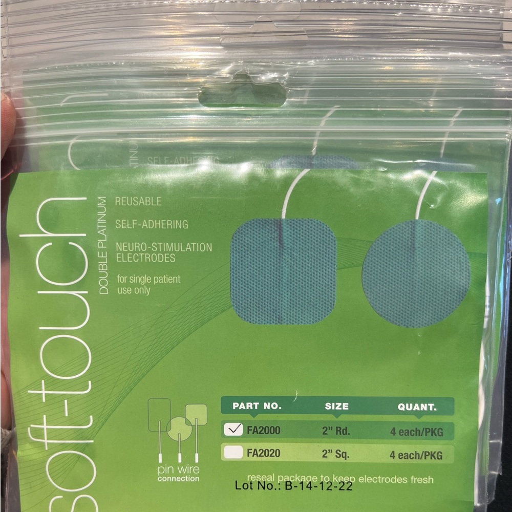 Set of 3 (4 per pak) double platinum reusable, Neuro stimulation electrodes